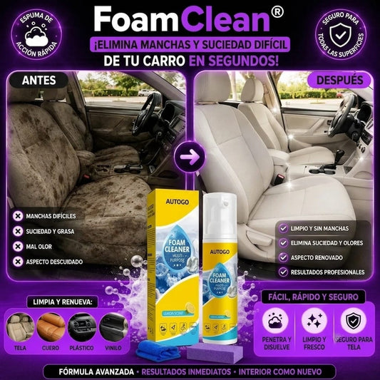 Foam Clean® - ¡Elimina manchas y suciedad difícil de tu carro en segundos!
